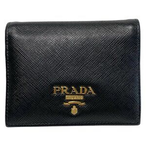 PRADA Black Leather Bifold Wallet 314-090225